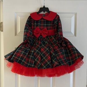 Plaid Red and Green Kids Christmas Dress